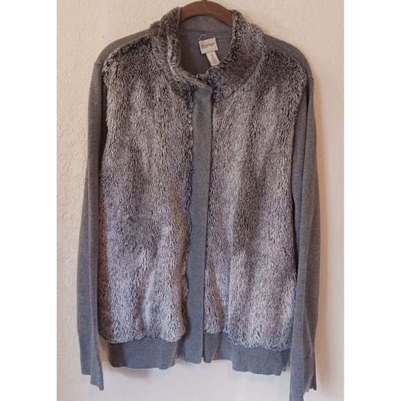 Chico's Jackets & Blazers - Chico's Zenergy Cozy Faux Fur Cashmere Blend Bomber Jacket Sz 3 Or XL